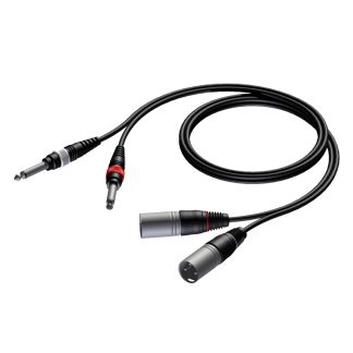 Audio Verloop 2x XLR male naar 2x Jack 6.3