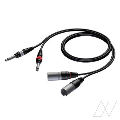 Audio Verloop 2x XLR male naar 2x Jack 6.3